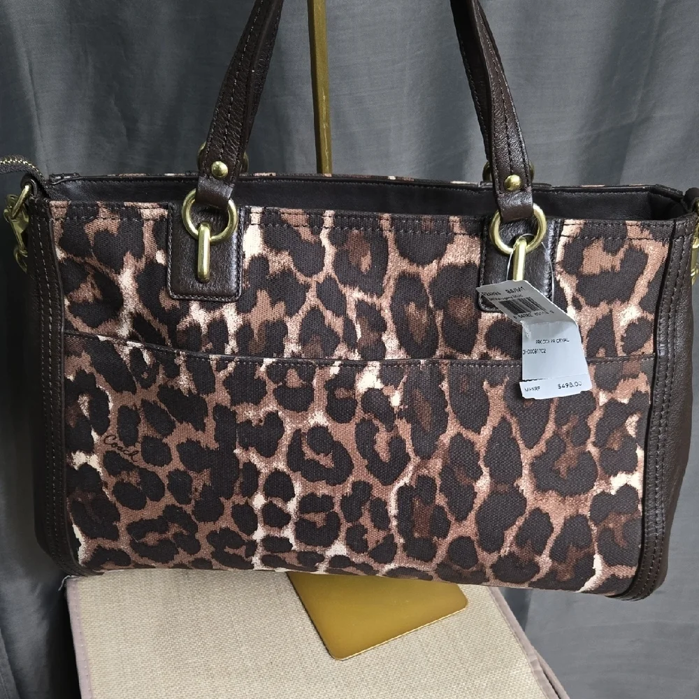 Coach Brown Leopard Print Shoulder Bag, large & Beautiful